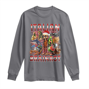 Italian Brainrot Christmas Meme Long Sleeve Shirt Funny Brain Rot Gen Z Meme TS14 Charcoal Print Your Wear