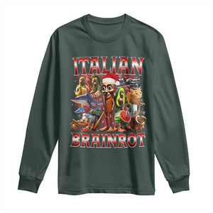 Italian Brainrot Christmas Meme Long Sleeve Shirt Funny Brain Rot Gen Z Meme TS14 Dark Forest Green Print Your Wear