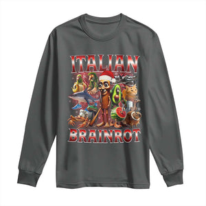 Italian Brainrot Christmas Meme Long Sleeve Shirt Funny Brain Rot Gen Z Meme TS14 Dark Heather Print Your Wear