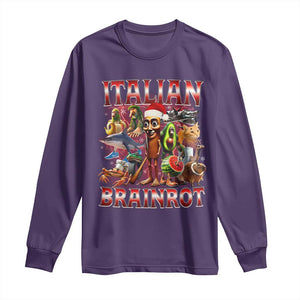 Italian Brainrot Christmas Meme Long Sleeve Shirt Funny Brain Rot Gen Z Meme TS14 Purple Print Your Wear
