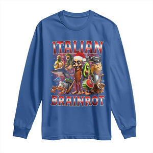 Italian Brainrot Christmas Meme Long Sleeve Shirt Funny Brain Rot Gen Z Meme TS14 Royal Blue Print Your Wear