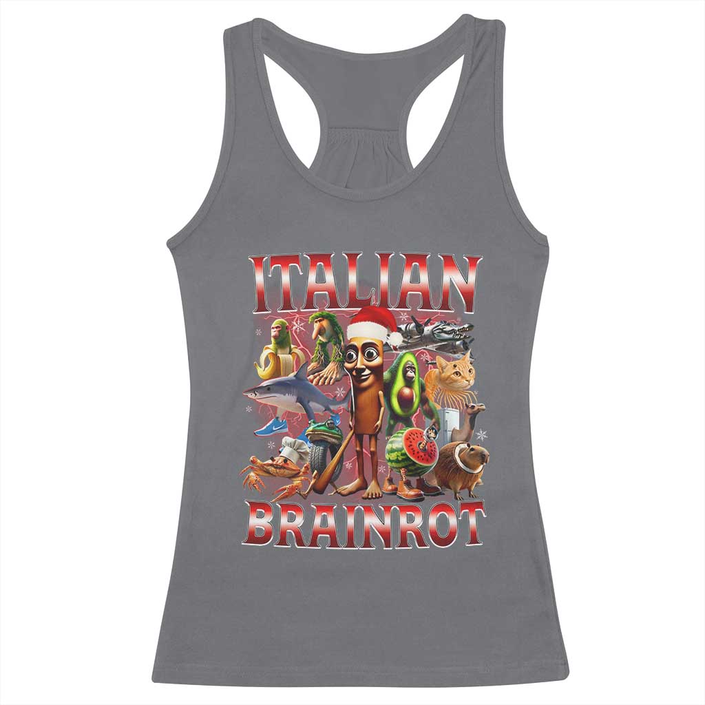 Italian Brainrot Christmas Meme Racerback Tank Top Funny Brain Rot Gen Z Meme TS14 Charcoal Print Your Wear