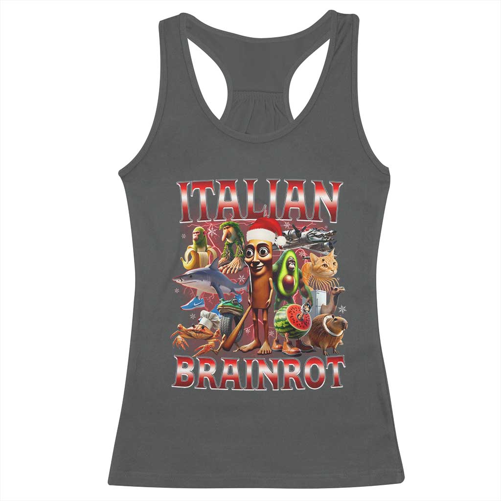 Italian Brainrot Christmas Meme Racerback Tank Top Funny Brain Rot Gen Z Meme TS14 Dark Heather Print Your Wear