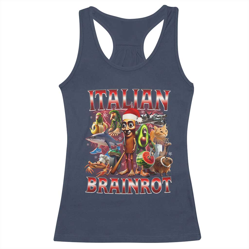 Italian Brainrot Christmas Meme Racerback Tank Top Funny Brain Rot Gen Z Meme TS14 Navy Print Your Wear