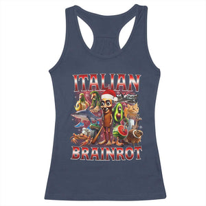 Italian Brainrot Christmas Meme Racerback Tank Top Funny Brain Rot Gen Z Meme TS14 Navy Print Your Wear