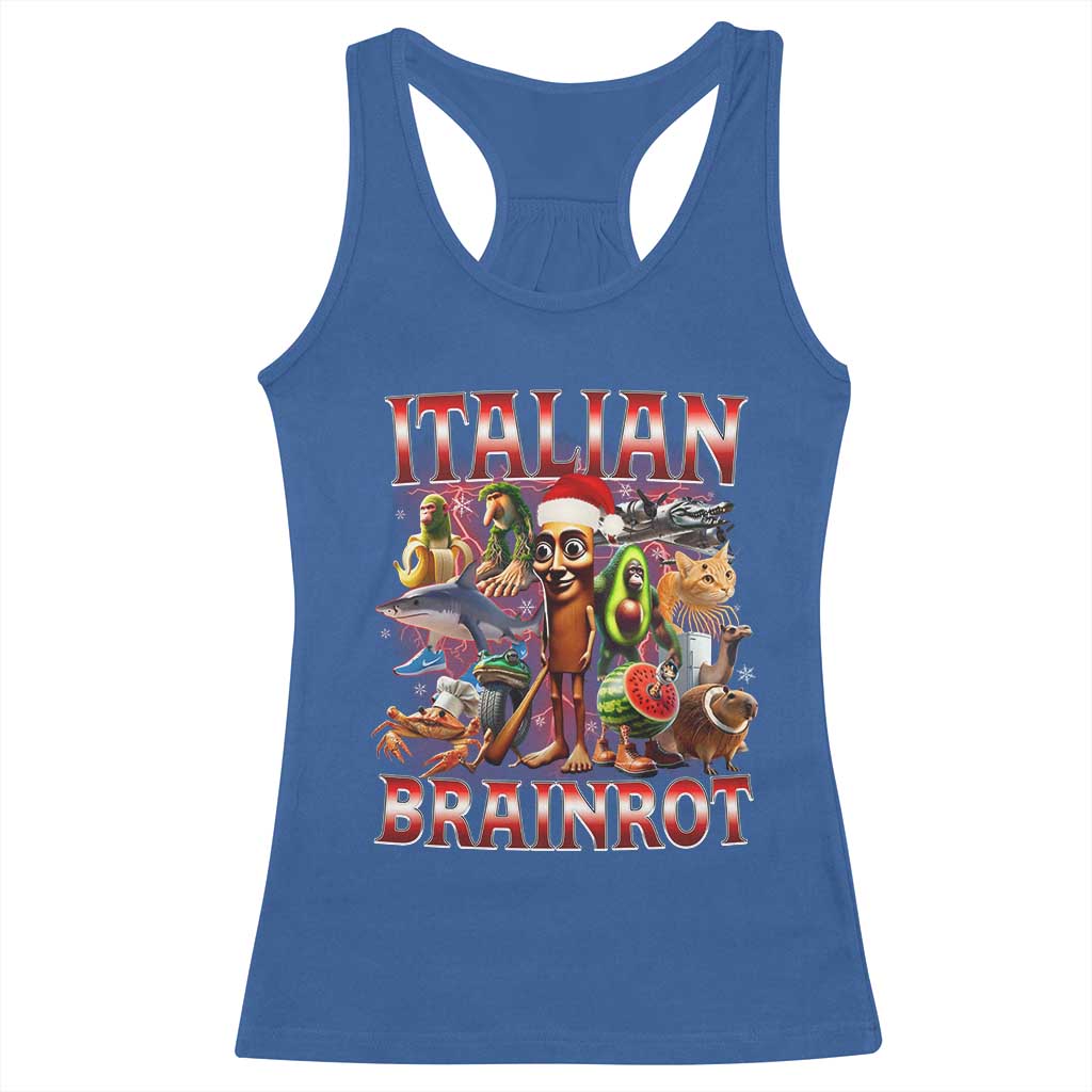 Italian Brainrot Christmas Meme Racerback Tank Top Funny Brain Rot Gen Z Meme TS14 Royal Blue Print Your Wear