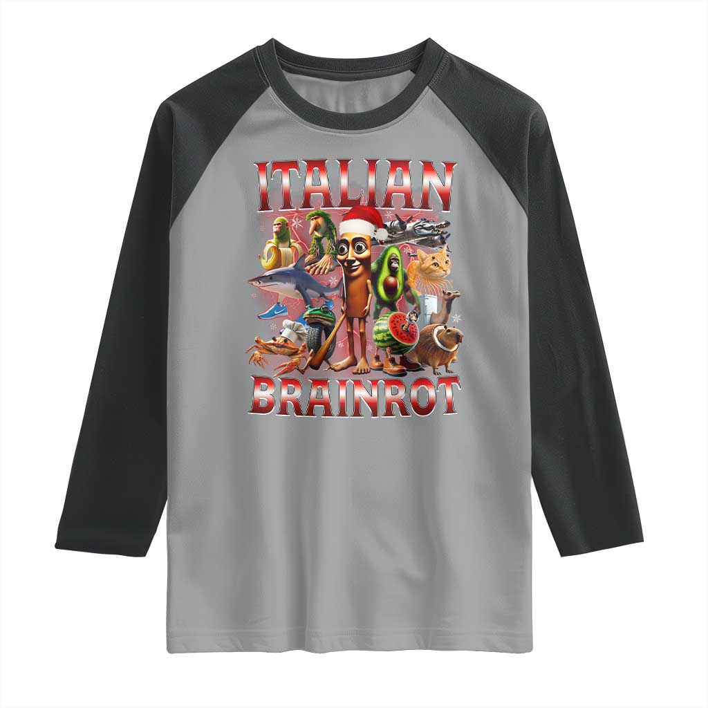 Italian Brainrot Christmas Meme Raglan Shirt Funny Brain Rot Gen Z Meme TS14 Sport Gray Black Print Your Wear