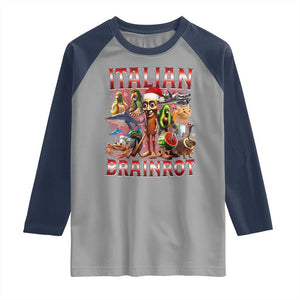Italian Brainrot Christmas Meme Raglan Shirt Funny Brain Rot Gen Z Meme TS14 Sport Gray Navy Print Your Wear
