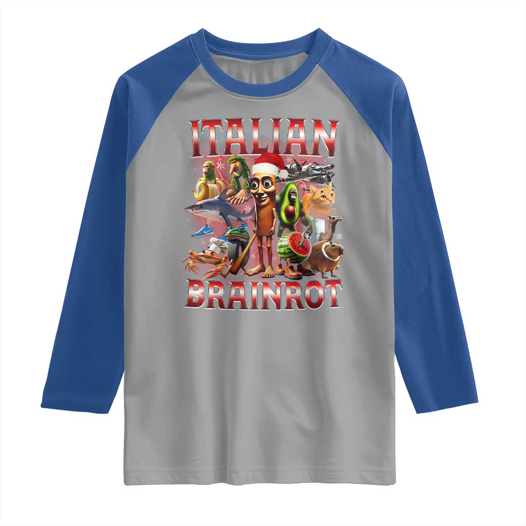 Italian Brainrot Christmas Meme Raglan Shirt Funny Brain Rot Gen Z Meme TS14 Sport Gray Royal Print Your Wear
