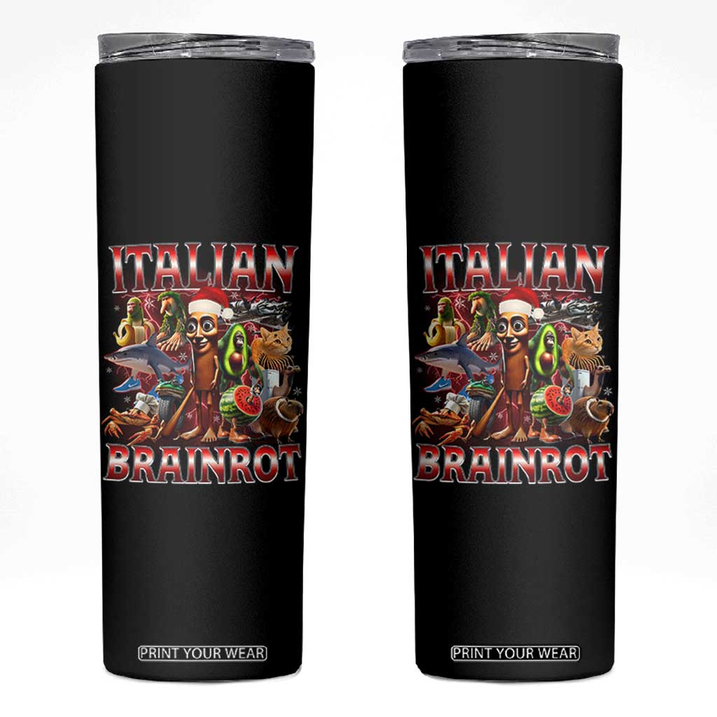 Italian Brainrot Christmas Meme Skinny Tumbler Funny Brain Rot Gen Z Meme TS14 Black Print Your Wear