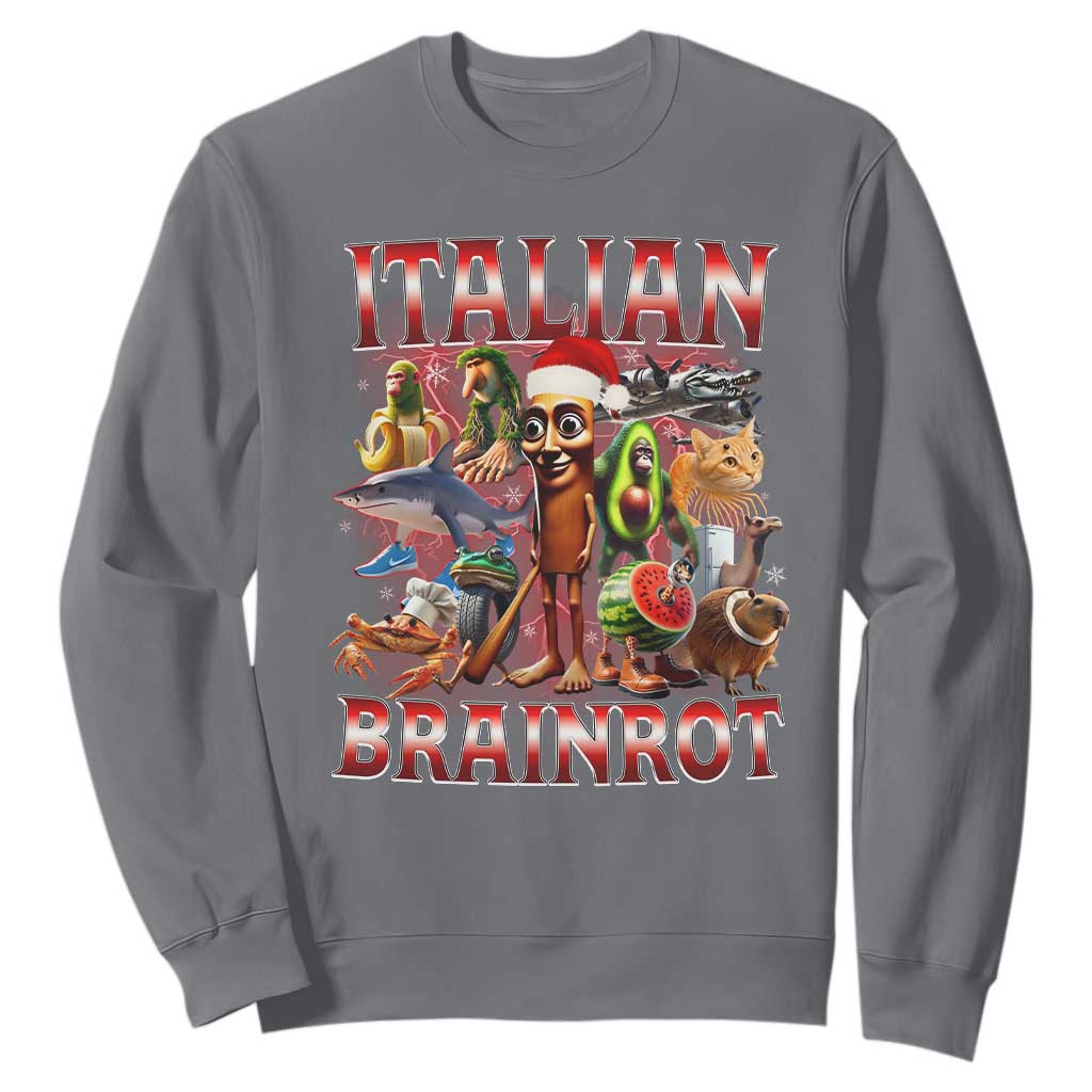 Italian Brainrot Christmas Meme Sweatshirt Funny Brain Rot Gen Z Meme TS14 Charcoal Print Your Wear