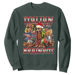 Italian Brainrot Christmas Meme Sweatshirt Funny Brain Rot Gen Z Meme TS14 Dark Forest Green Print Your Wear