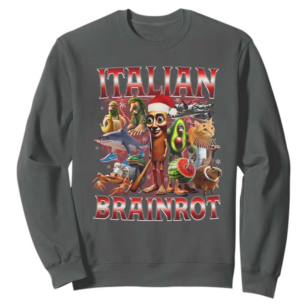 Italian Brainrot Christmas Meme Sweatshirt Funny Brain Rot Gen Z Meme TS14 Dark Heather Print Your Wear