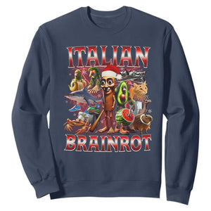 Italian Brainrot Christmas Meme Sweatshirt Funny Brain Rot Gen Z Meme TS14 Navy Print Your Wear