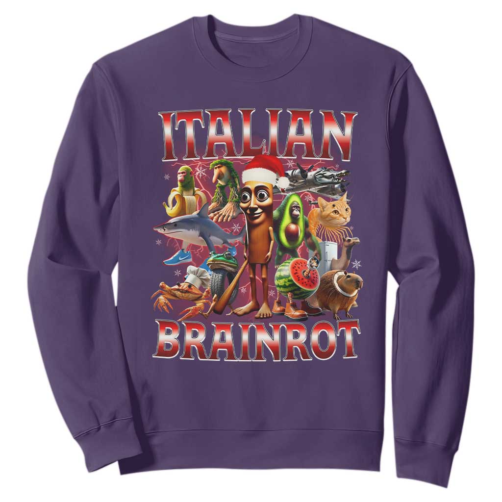 Italian Brainrot Christmas Meme Sweatshirt Funny Brain Rot Gen Z Meme TS14 Purple Print Your Wear