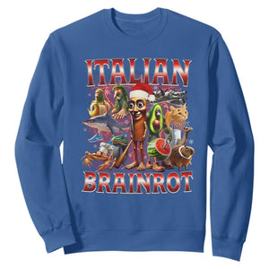 Italian Brainrot Christmas Meme Sweatshirt Funny Brain Rot Gen Z Meme TS14 Royal Blue Print Your Wear