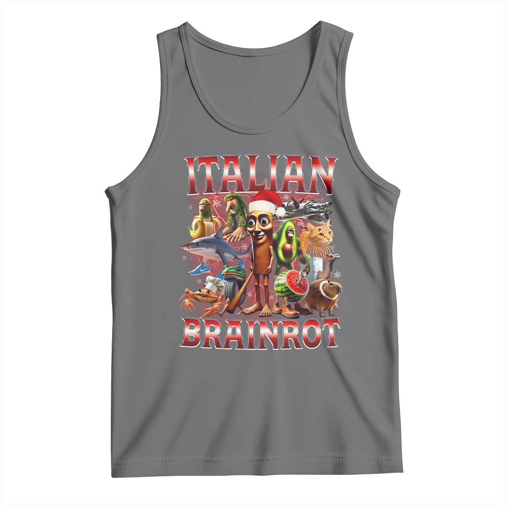 Italian Brainrot Christmas Meme Tank Top Funny Brain Rot Gen Z Meme TS14 Black Heather Print Your Wear