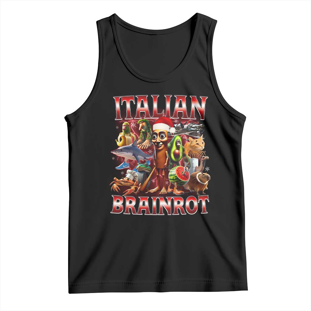 Italian Brainrot Christmas Meme Tank Top Funny Brain Rot Gen Z Meme TS14 Black Print Your Wear