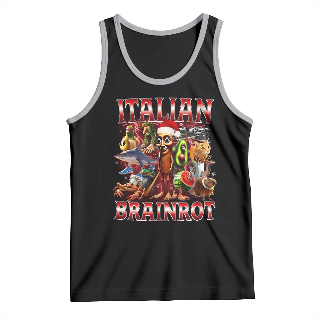 Italian Brainrot Christmas Meme Tank Top Funny Brain Rot Gen Z Meme TS14 Black Athletic Heather Print Your Wear