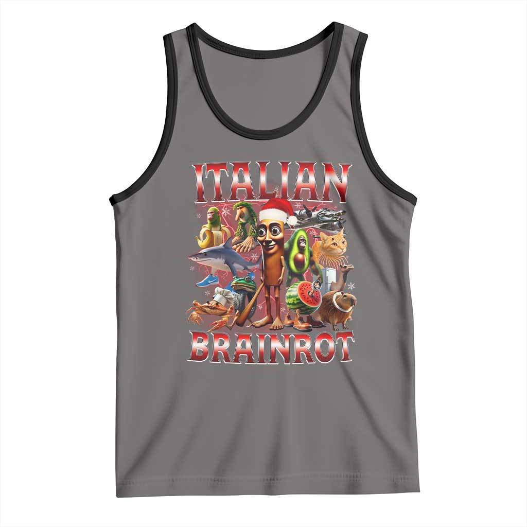 Italian Brainrot Christmas Meme Tank Top Funny Brain Rot Gen Z Meme TS14 Deep Heather Black Print Your Wear