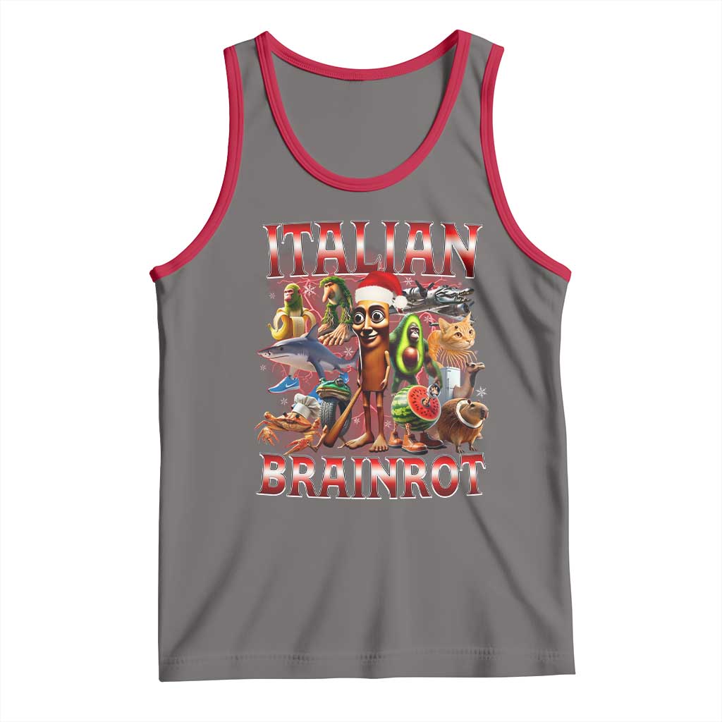 Italian Brainrot Christmas Meme Tank Top Funny Brain Rot Gen Z Meme TS14 Deep Heather Red Print Your Wear
