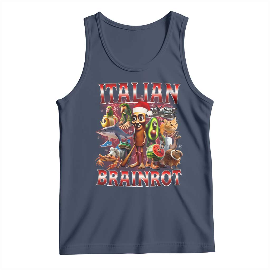 Italian Brainrot Christmas Meme Tank Top Funny Brain Rot Gen Z Meme TS14 Navy Print Your Wear