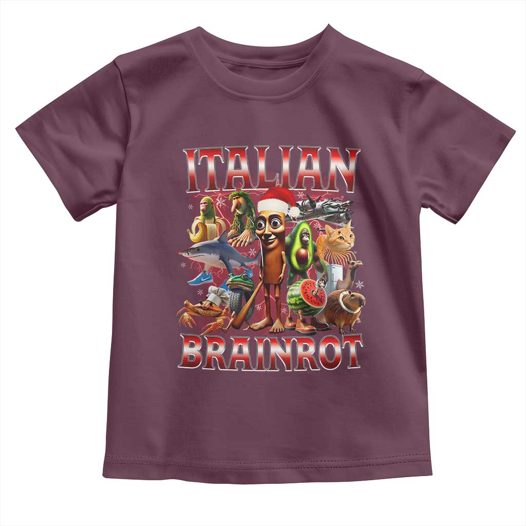 Italian Brainrot Christmas Meme Toddler T Shirt Funny Brain Rot Gen Z Meme TS14 Maroon Print Your Wear