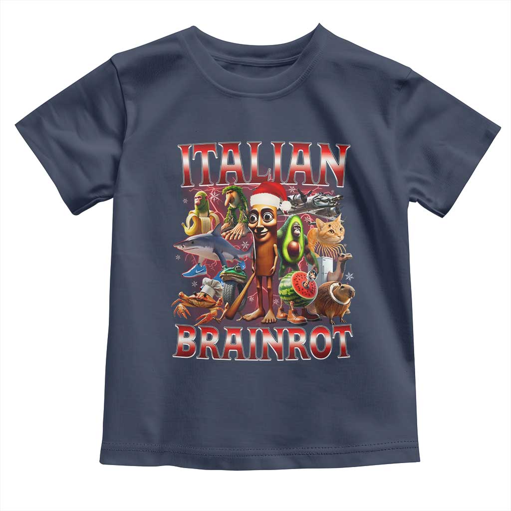 Italian Brainrot Christmas Meme Toddler T Shirt Funny Brain Rot Gen Z Meme TS14 Navy Print Your Wear