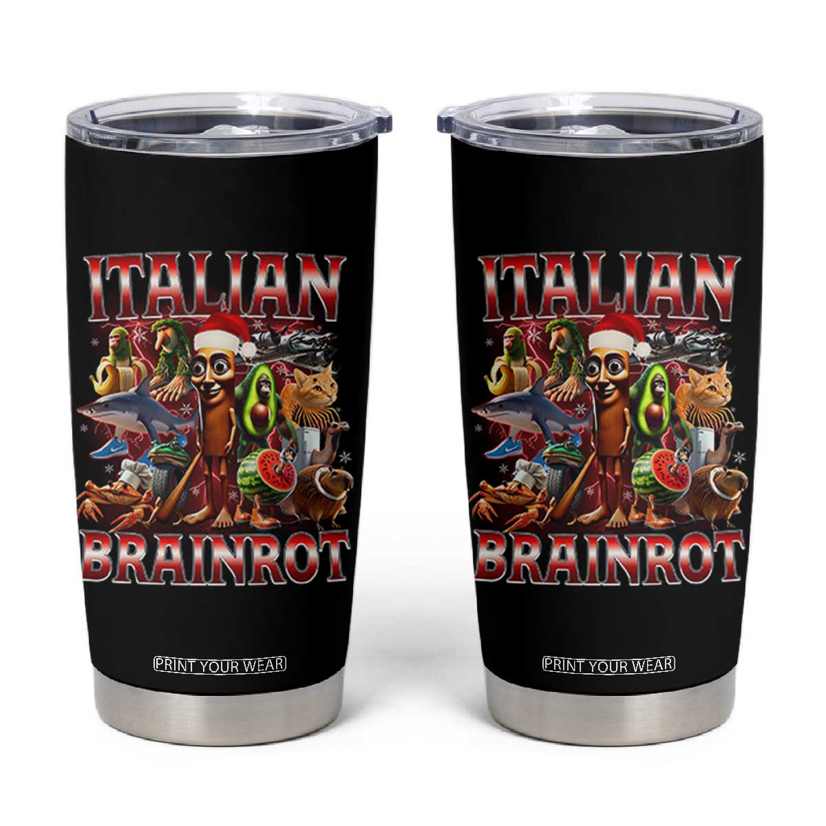 Italian Brainrot Christmas Meme Tumbler Cup Funny Brain Rot Gen Z Meme TS14 Black Print Your Wear
