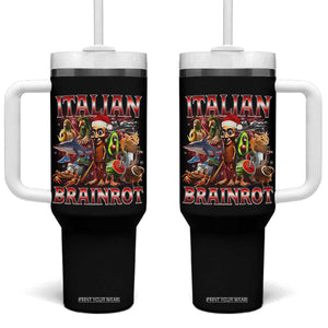 Italian Brainrot Christmas Meme Tumbler With Handle Funny Brain Rot Gen Z Meme TS14 One Size: 40 oz Black Print Your Wear
