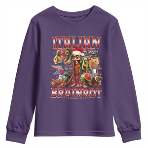 Italian Brainrot Christmas Meme Youth Sweatshirt Funny Brain Rot Gen Z Meme TS14 Purple Print Your Wear