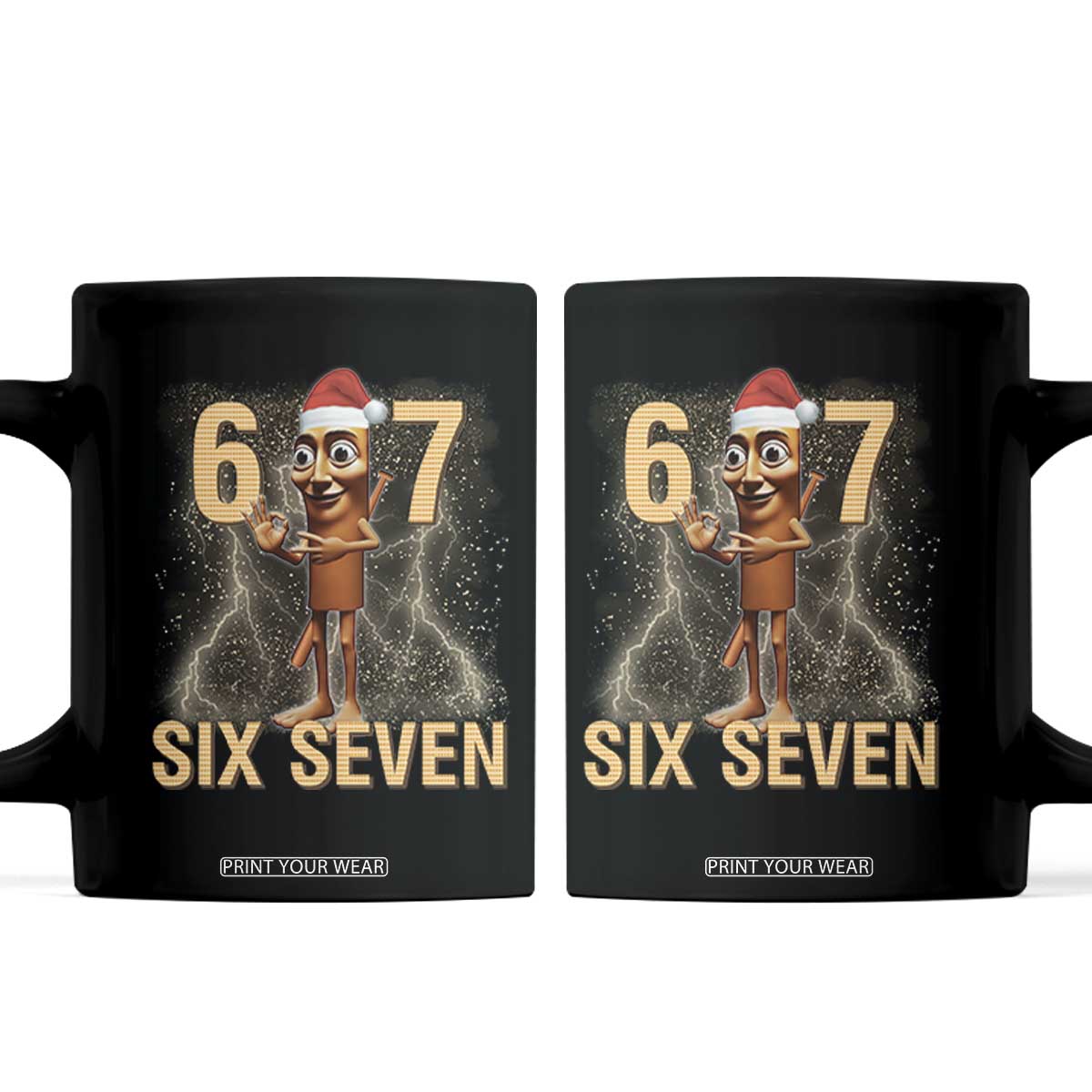 67 Six Seven Italian Brainrot Meme Coffee Mug Funny Tung Tung Tung Sahur Christmas TS14 Black Print Your Wear