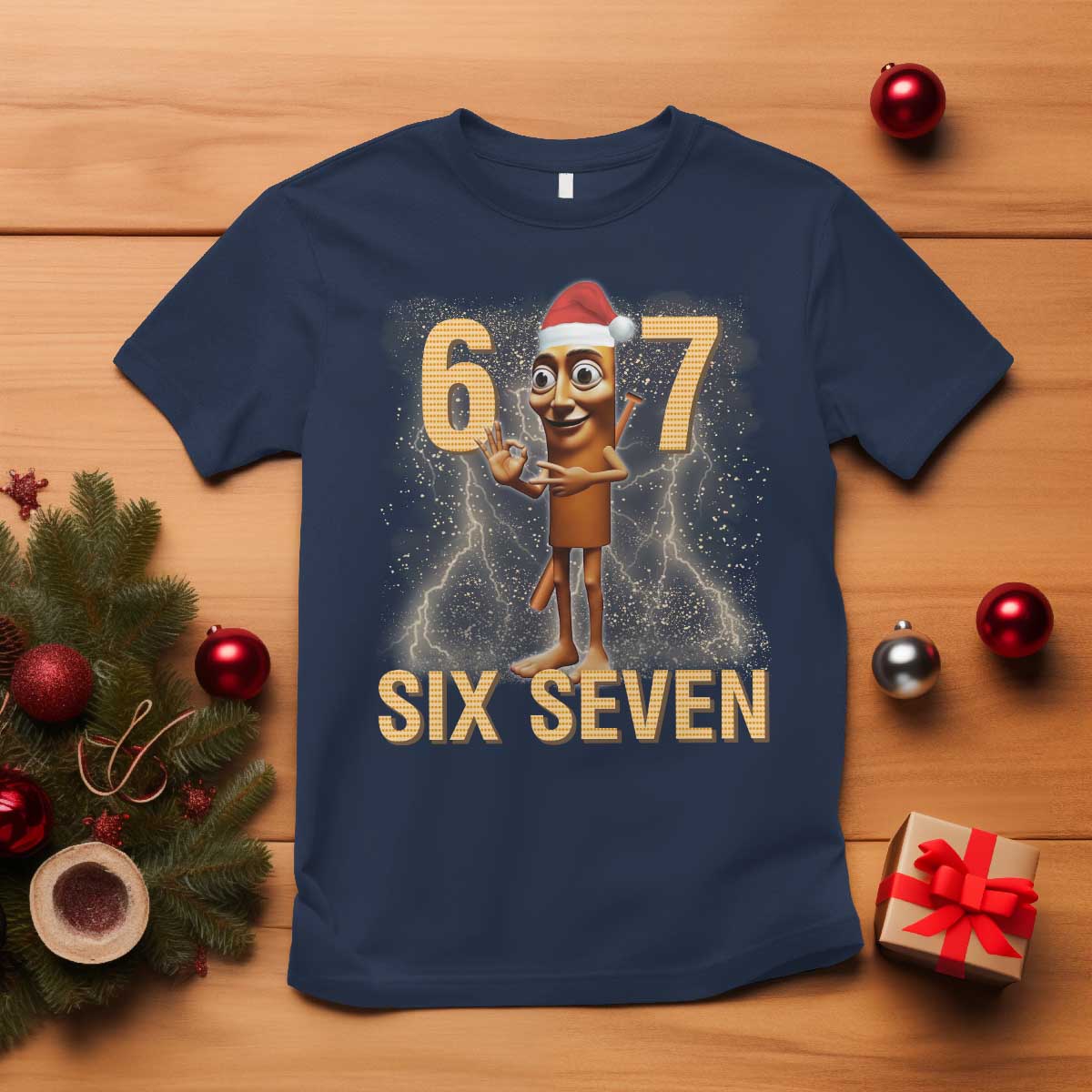 67 Six Seven Italian Brainrot Meme T Shirt Funny Tung Tung Tung Sahur Christmas TS14 Navy Print Your Wear