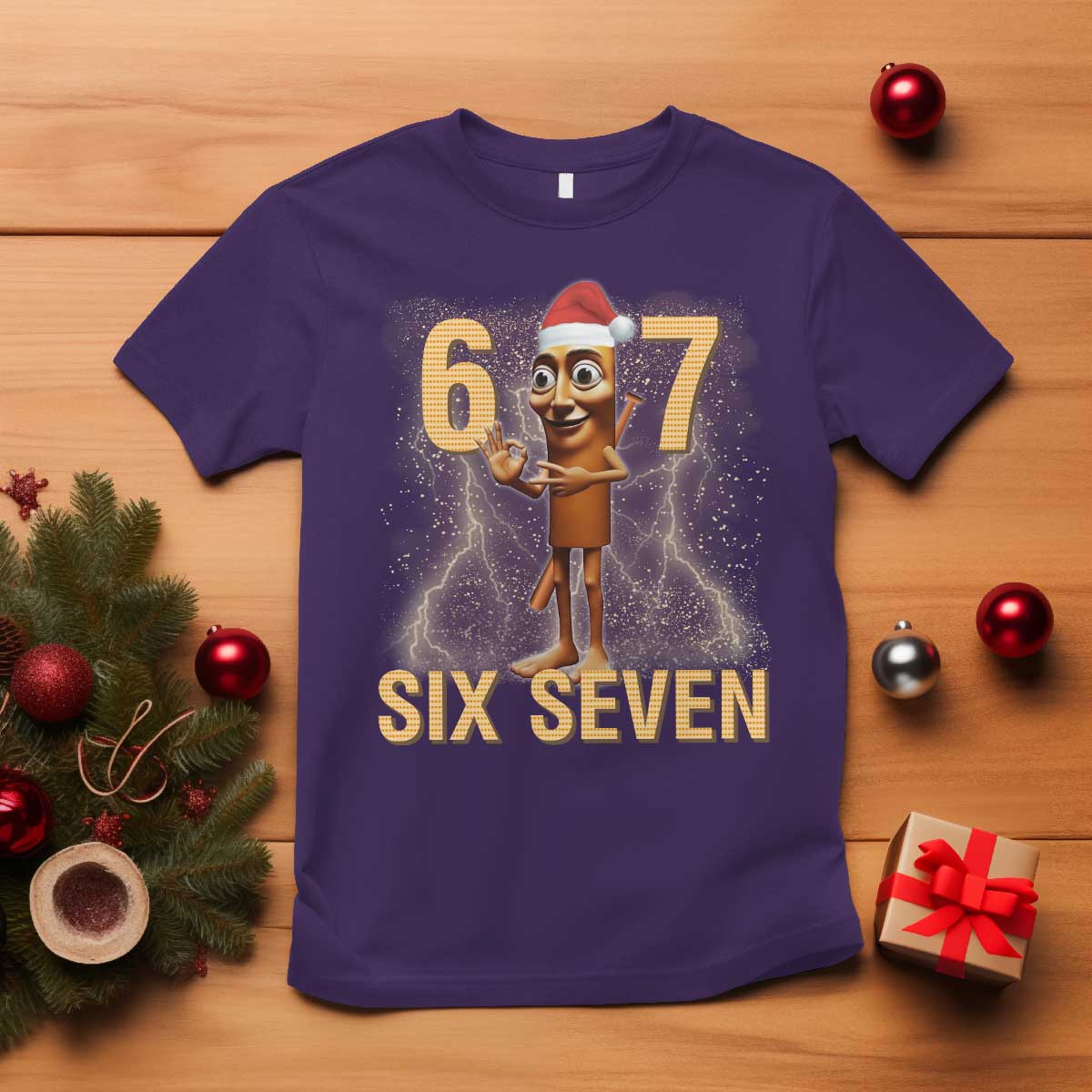 67 Six Seven Italian Brainrot Meme T Shirt Funny Tung Tung Tung Sahur Christmas TS14 Purple Print Your Wear