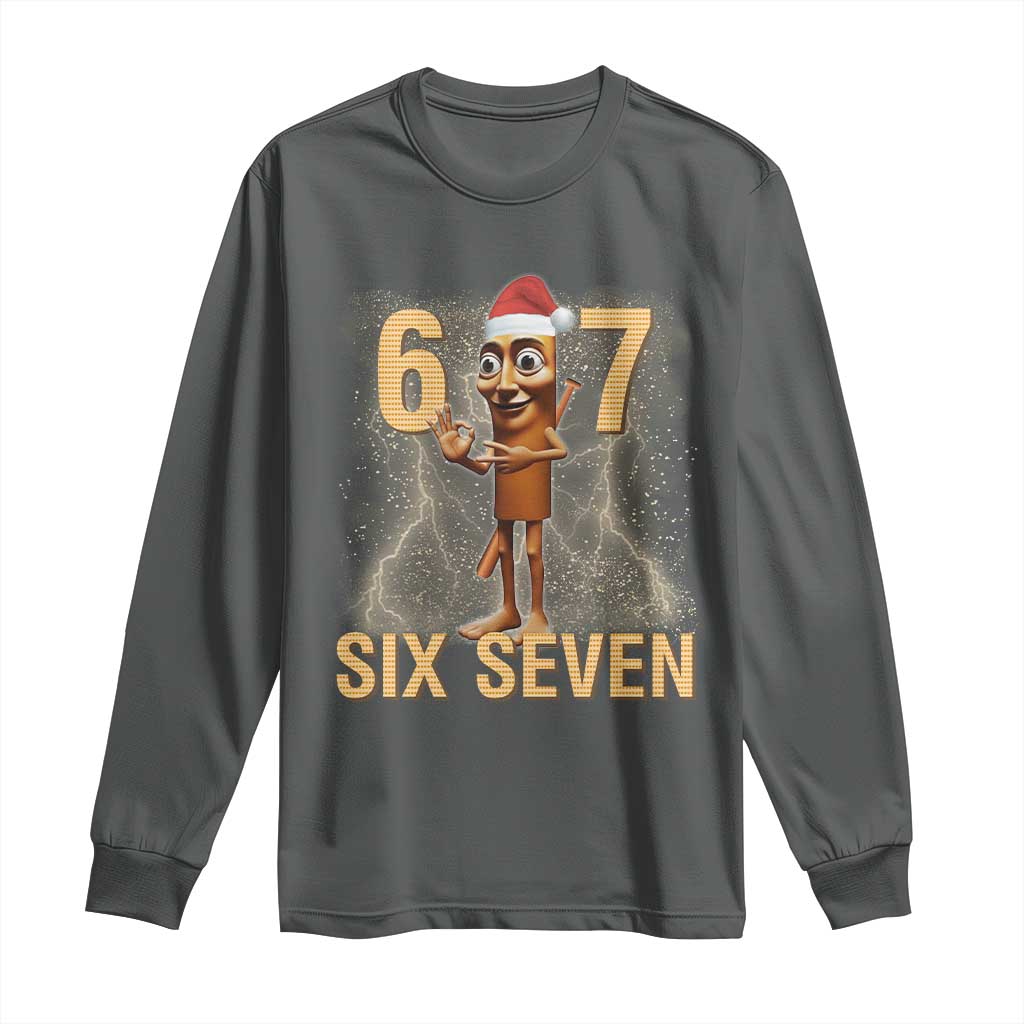 67 Six Seven Italian Brainrot Meme Long Sleeve Shirt Funny Tung Tung Tung Sahur Christmas TS14 Dark Heather Print Your Wear