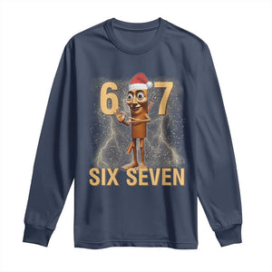 67 Six Seven Italian Brainrot Meme Long Sleeve Shirt Funny Tung Tung Tung Sahur Christmas TS14 Navy Print Your Wear