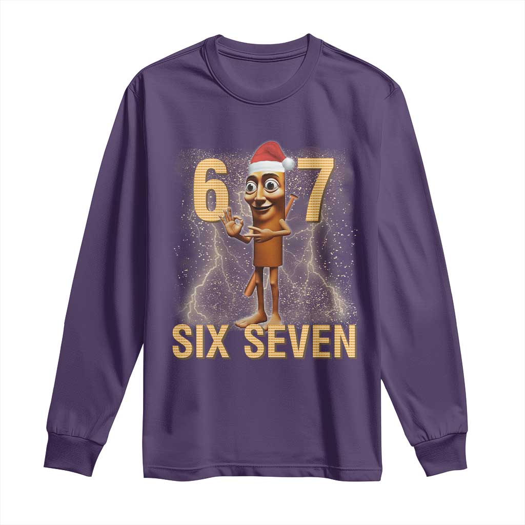67 Six Seven Italian Brainrot Meme Long Sleeve Shirt Funny Tung Tung Tung Sahur Christmas TS14 Purple Print Your Wear