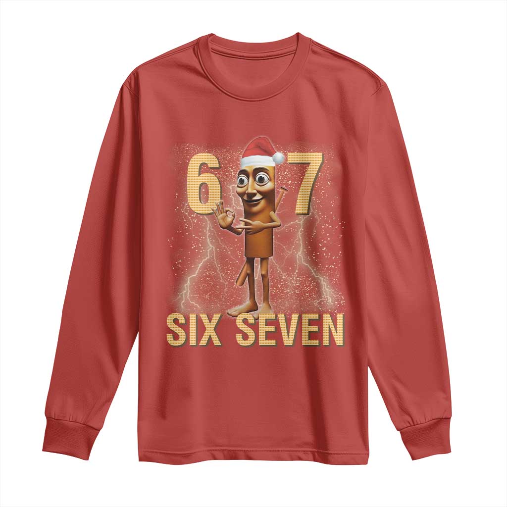 67 Six Seven Italian Brainrot Meme Long Sleeve Shirt Funny Tung Tung Tung Sahur Christmas TS14 Red Print Your Wear