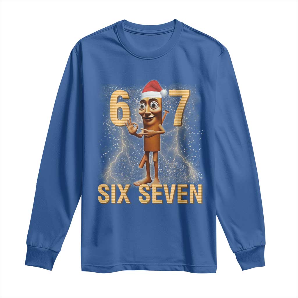 67 Six Seven Italian Brainrot Meme Long Sleeve Shirt Funny Tung Tung Tung Sahur Christmas TS14 Royal Blue Print Your Wear