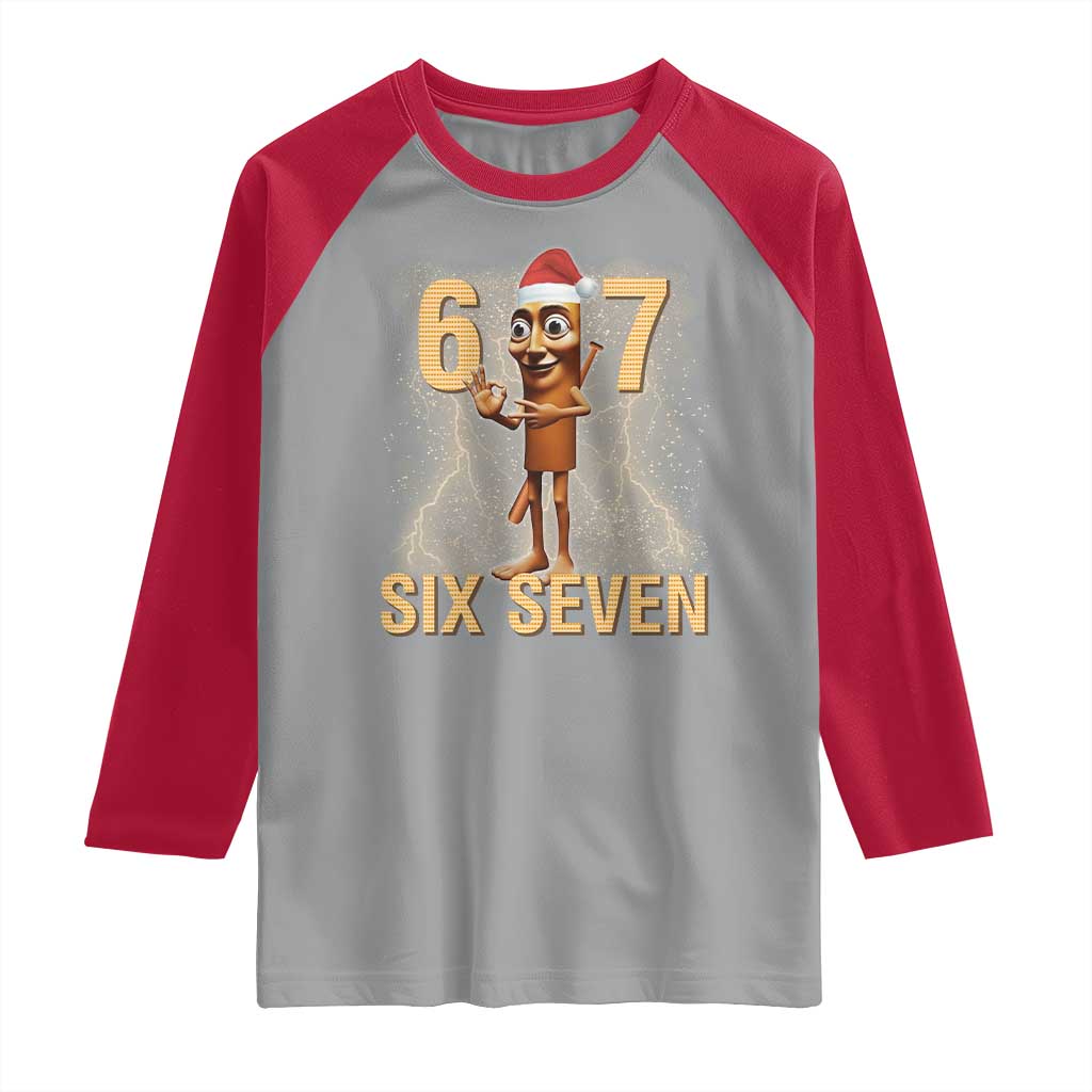 67 Six Seven Italian Brainrot Meme Raglan Shirt Funny Tung Tung Tung Sahur Christmas TS14 Sport Gray Red Print Your Wear