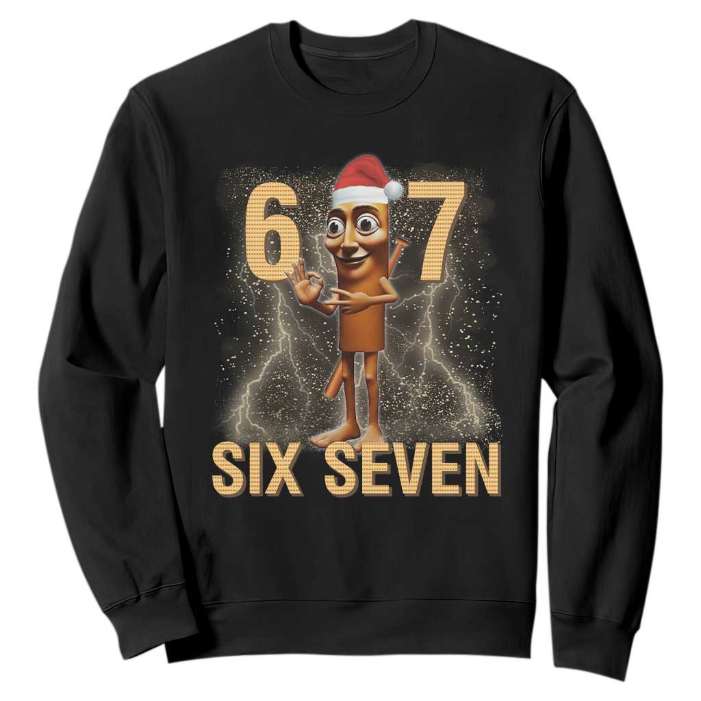 67 Six Seven Italian Brainrot Meme Sweatshirt Funny Tung Tung Tung Sahur Christmas TS14 Black Print Your Wear