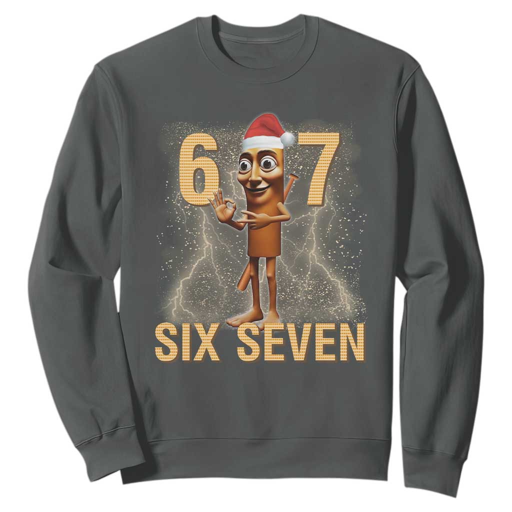 67 Six Seven Italian Brainrot Meme Sweatshirt Funny Tung Tung Tung Sahur Christmas TS14 Dark Heather Print Your Wear