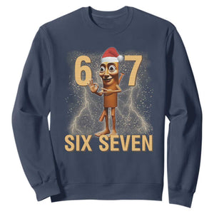 67 Six Seven Italian Brainrot Meme Sweatshirt Funny Tung Tung Tung Sahur Christmas TS14 Navy Print Your Wear