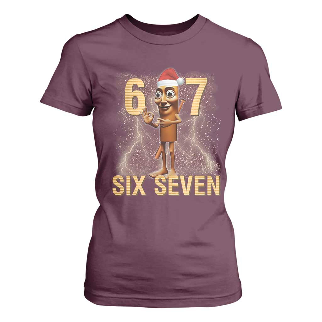 67 Six Seven Italian Brainrot Meme T Shirt For Women Funny Tung Tung Tung Sahur Christmas TS14 Maroon Print Your Wear