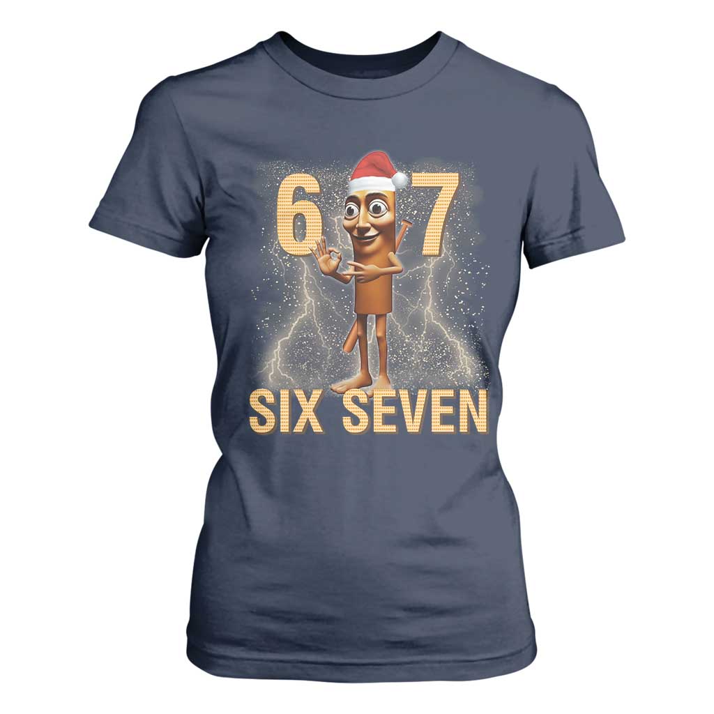 67 Six Seven Italian Brainrot Meme T Shirt For Women Funny Tung Tung Tung Sahur Christmas TS14 Navy Print Your Wear