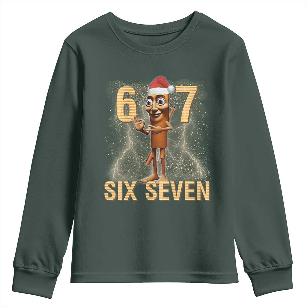 67 Six Seven Italian Brainrot Meme Youth Sweatshirt Funny Tung Tung Tung Sahur Christmas TS14 Dark Forest Green Print Your Wear