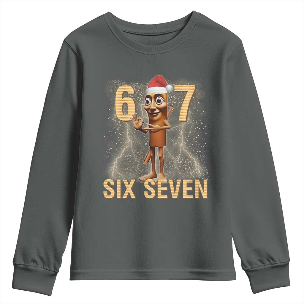 67 Six Seven Italian Brainrot Meme Youth Sweatshirt Funny Tung Tung Tung Sahur Christmas TS14 Dark Heather Print Your Wear