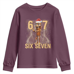 67 Six Seven Italian Brainrot Meme Youth Sweatshirt Funny Tung Tung Tung Sahur Christmas TS14 Maroon Print Your Wear