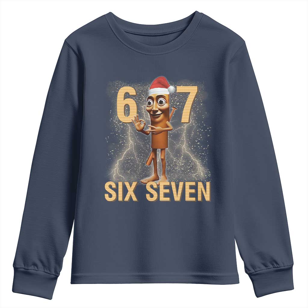 67 Six Seven Italian Brainrot Meme Youth Sweatshirt Funny Tung Tung Tung Sahur Christmas TS14 Navy Print Your Wear