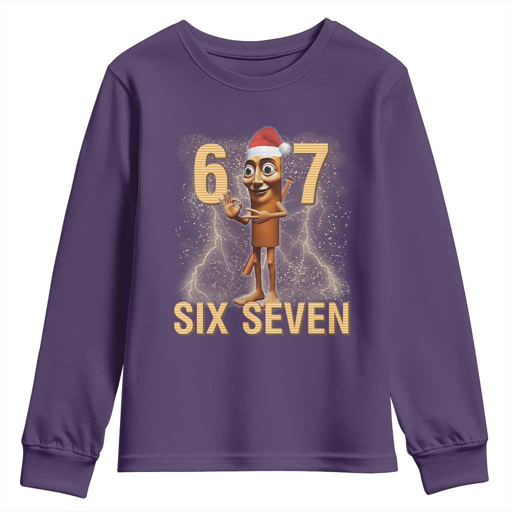 67 Six Seven Italian Brainrot Meme Youth Sweatshirt Funny Tung Tung Tung Sahur Christmas TS14 Purple Print Your Wear